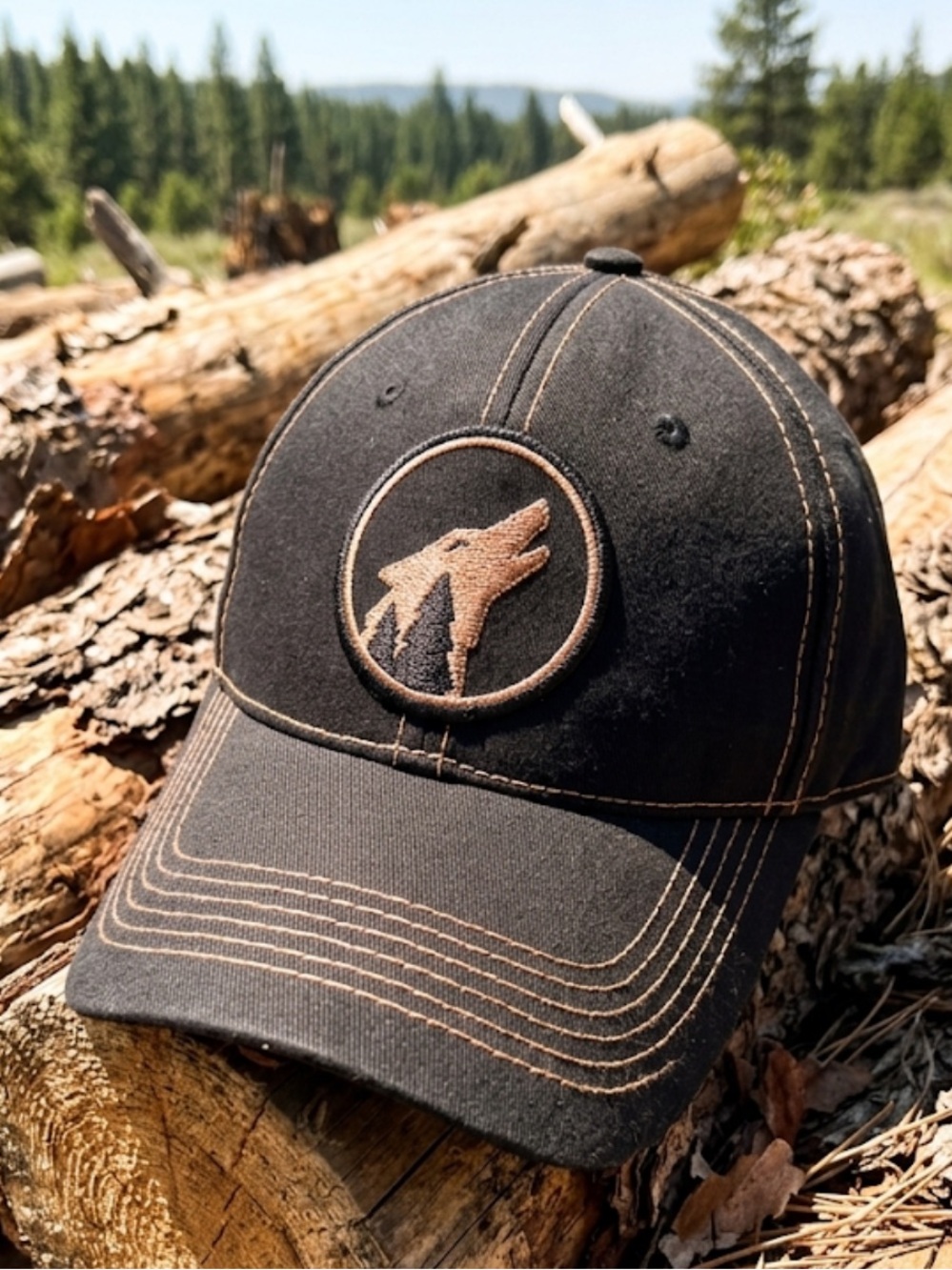 Florida Georgia Line Wolf Gold Patch FGL Old Camp Embroidered Brown Baseball Cap